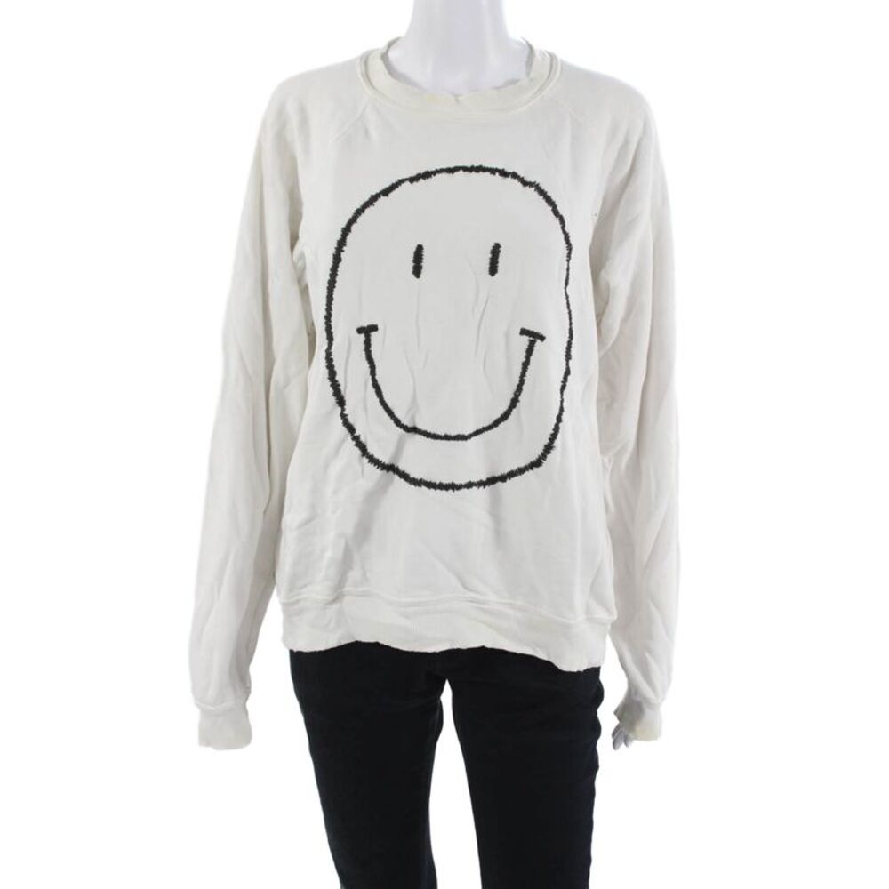 ISMBS Unisex Pullover Sweatshirt White 100% Cotton 90s Graphic Crew Neck Size M